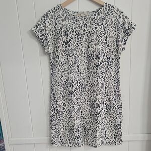 Cherie Paige Animal Print Linen Blend Dress Pockets Casual Size Small